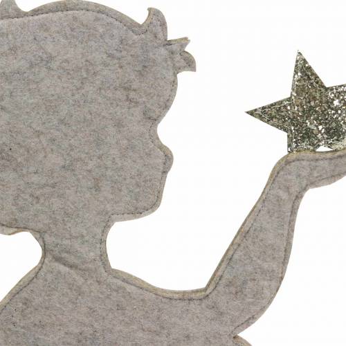 Floristik24 Karácsonyi angyalállvány nyírfa törzsre filckrém, arany H46cm