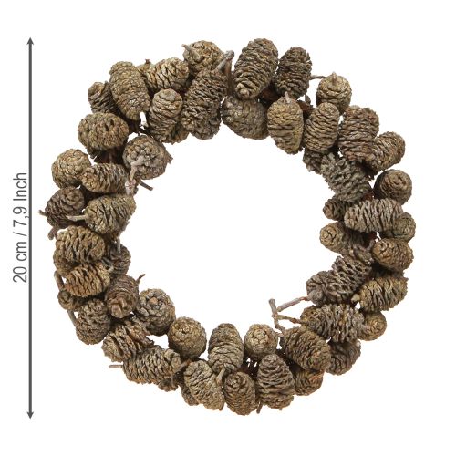 tételeket Égerfa tobozkoszorú akasztásra, fehérre meszelt Ø18cm