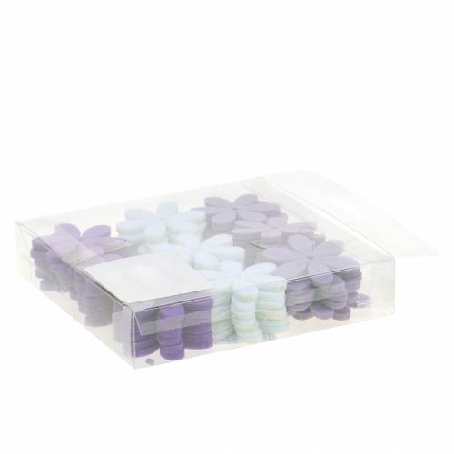 Floristik24 Nemez virág lila, fehér válogatott 4,5cm 54db