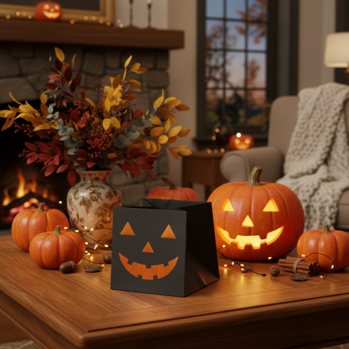 tételeket Papírzacskós tök alakú virágtartó Halloween dekoráció 10cm 6db