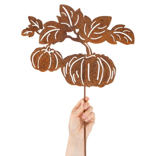 tételeket Kerti karó tök motívummal, fém díszítéssel, rozsdabarna felülettel, 100 cm