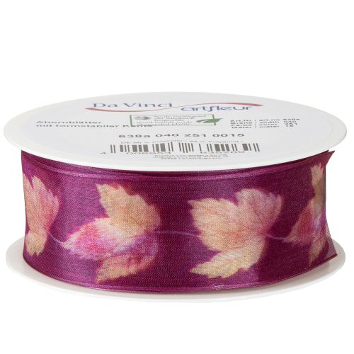 tételeket Ajándék szalag juhar levelek lila szalag ősz 40mm 15m