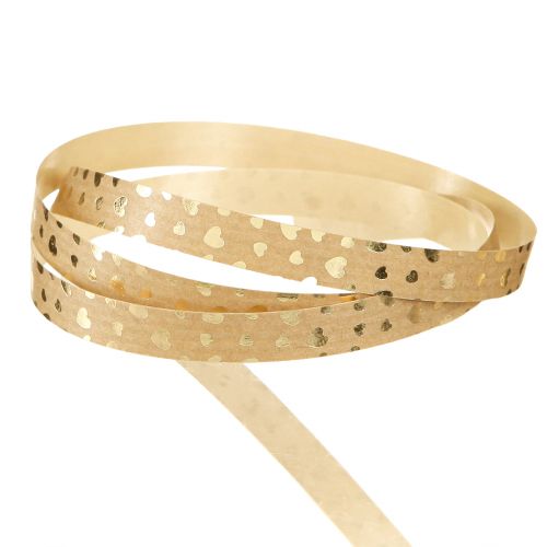 tételeket Ajándék szalag curling szalag szívecskékkel aranybarna 10mm 100m