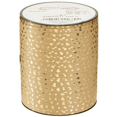 tételeket Ajándék szalag curling szalag szívecskékkel aranybarna 10mm 100m