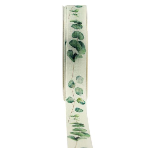 Floristik24 Ajándék szalag eukaliptusz dekor szalag zöld 25mm 20m
