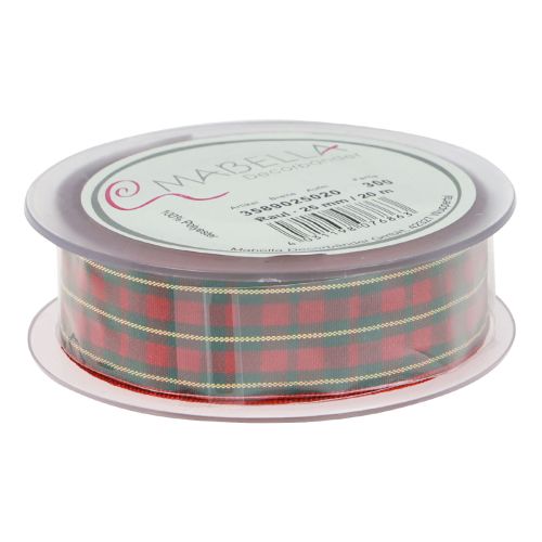 tételeket Ajándék szalag kockás szövet szalag piros zöld skót 25mm 20m