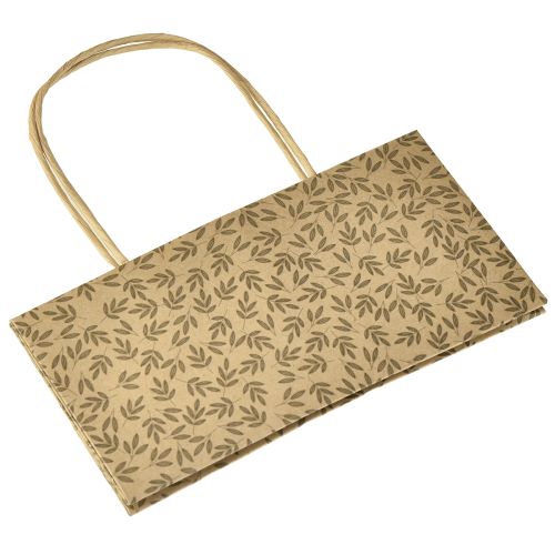 tételeket Ajándéktasak papírból, natúr barna levelekkel, 20×10×10cm, 6 db