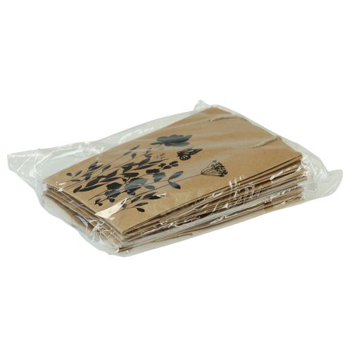 tételeket Ajándéktáskák füllel papír natúr fekete 12×15cm 6 db