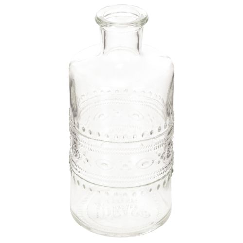 tételeket Mintás üvegpalack, hengeres, átlátszó, díszváza, 15 cm, 6 darab