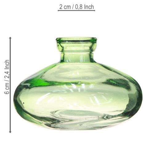 tételeket Üvegváza, hagyma alakú, zöld mini vázák, üveg Ø9cm, M6cm, 6 db