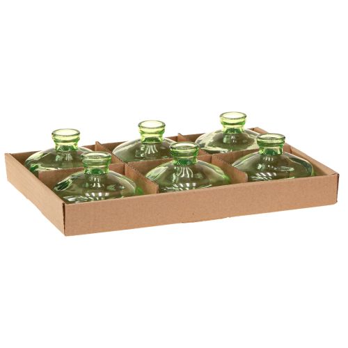 tételeket Üvegváza, hagyma alakú, zöld mini vázák, üveg Ø9cm, M6cm, 6 db