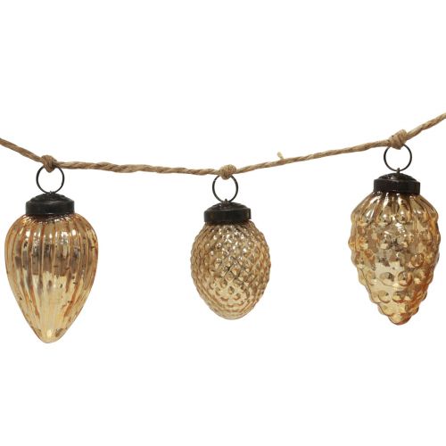 tételeket Üvegkúp füzér függő dekoráció karácsonyi arany 120cm