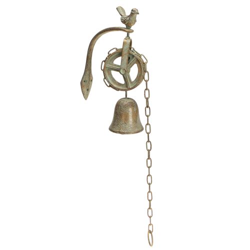 tételeket Fém harang faldísz antik patinás tartóval H58cm