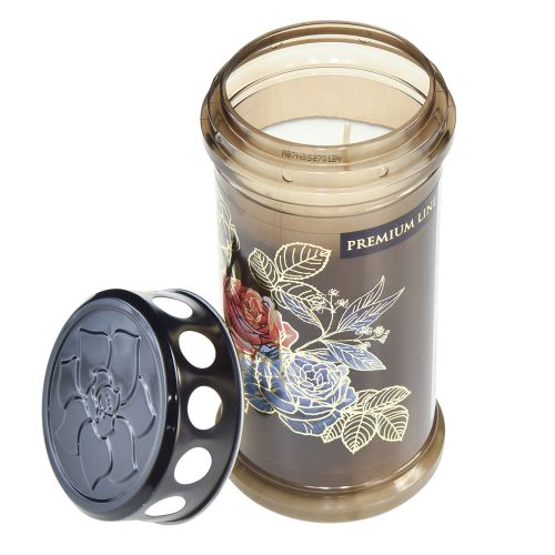 tételeket Sírgyertyák barna sírlámpák virágok Ø7.5cm M16.5cm 6 db