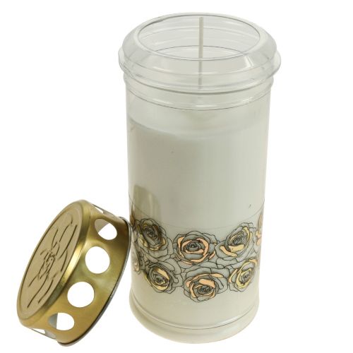 tételeket Sírgyertyák fehér rózsák gyászfény emléklámpa Ø7cm H18cm 90h 2db