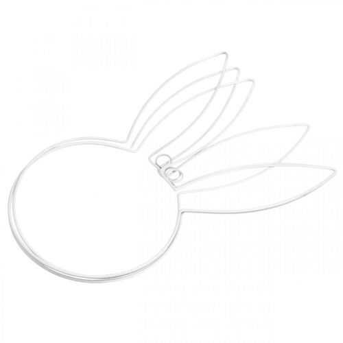 Floristik24 Húsvéti dekorációs nyuszifej akasztható fehér fém koszorúhoz H40cm 3db