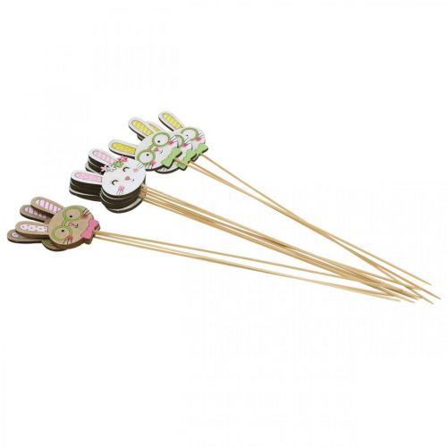 Floristik24 Vicces húsvéti nyuszi dekoráció nyuszifej pálcika virág dekoráció 7cm 12 db