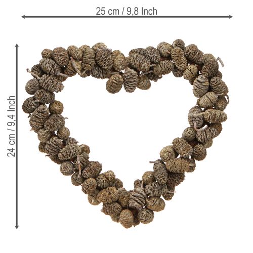 tételeket Szívdísz kúp szív égerfa kúp fehérre meszelt 24cm