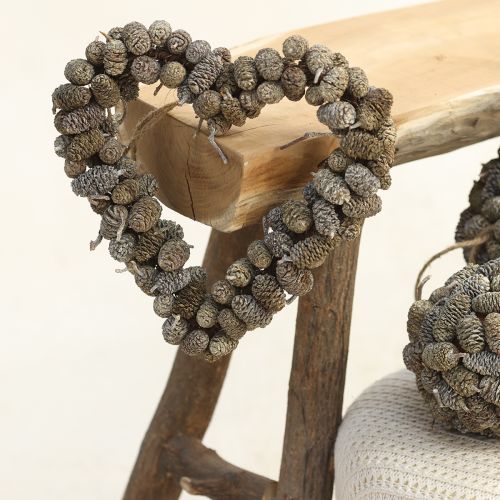 tételeket Szívdísz kúp szív égerfa kúp fehérre meszelt 24cm