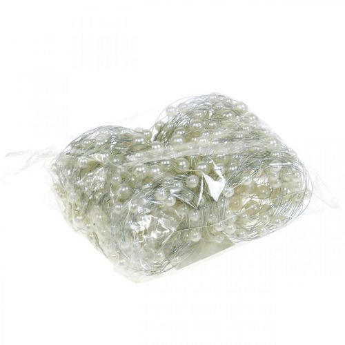 Floristik24 Esküvői dekoráció, dekoratív gyöngysor, gyöngyfüzér, díszdrót 2,5m 2db