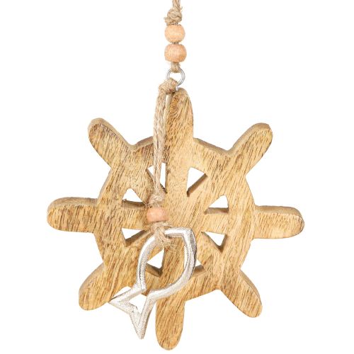 tételeket Fa kormánykerék dekoráció fém hal medál Ø12cm 3db