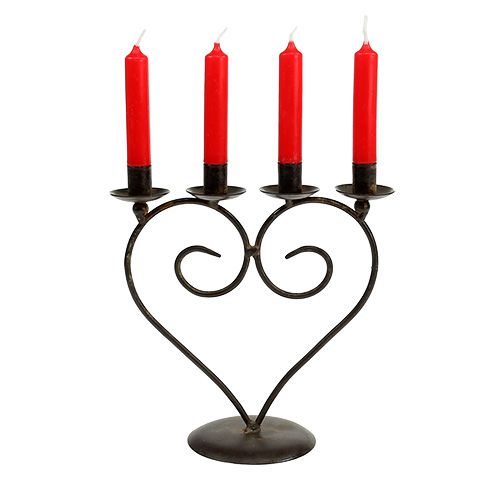 Floristik24 Szív alakú gyertyatartó barna H17cm Szé16cm