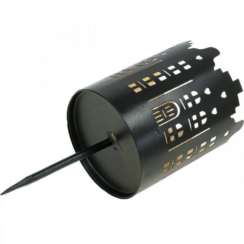 Floristik24 Tealámpa tartó dugaszolható városi fekete Ø6,5cm 4db