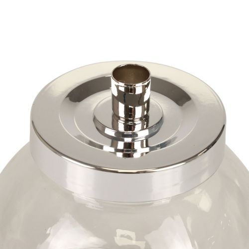 tételeket Gyertyatartó üveg fém gyertyatartó ezüst Ø10,5cm 4 db