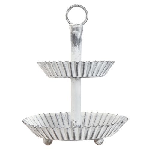 tételeket Tortatartó Shabby Chic fém fehér 2 szintes Ø16,5cm