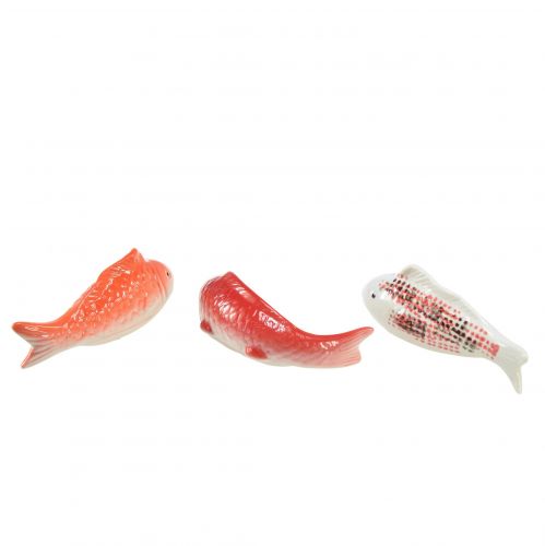 tételeket Koi dekoratív hal kerámia piros fehér úszó 15cm 3db