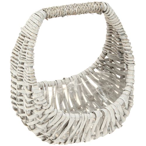 tételeket Kosár fogantyúval, fonott kosár, mosott szürke, H43/34/27cm, 3 db