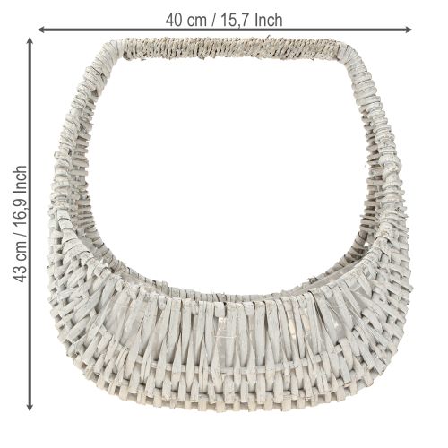 tételeket Kosár fogantyúval, fonott kosár, mosott szürke, H43/34/27cm, 3 db