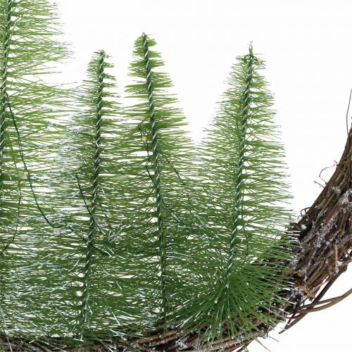 Floristik24 Karácsonyi koszorú fával és LED Ø48cm hózöld, barna