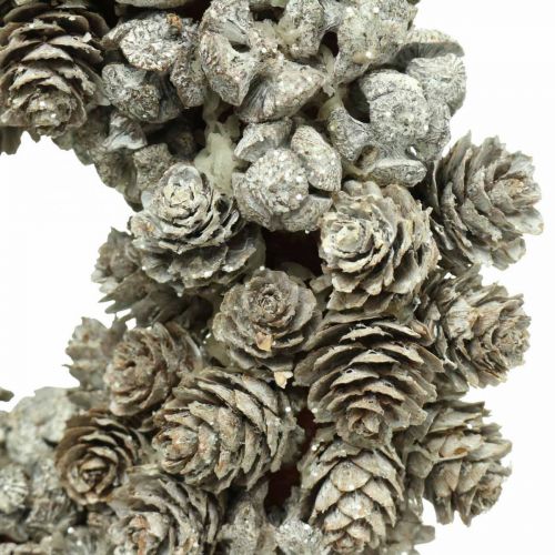 Floristik24 Deco koszorúkúp vörösfenyő és ciprus fehér, csillámos Ø20cm 2db