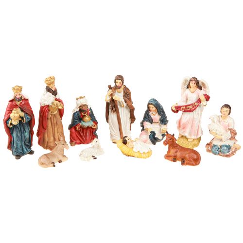 Floristik24 Betlehemes figura készlet 11 színes, kézzel festett figura 3,5-9,5 cm