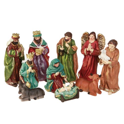 Betlehemes figura szett kézzel festett polyresin 5,5-12cm 10db