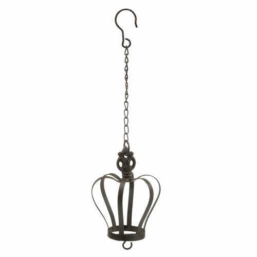 tételeket Fém korona horoggal akasztható rozsdabarna Ø11cm H17cm