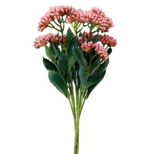 Mesterséges zsíros tyúk Sedum Stonecrop virágzó rózsaszín 47cm 3db