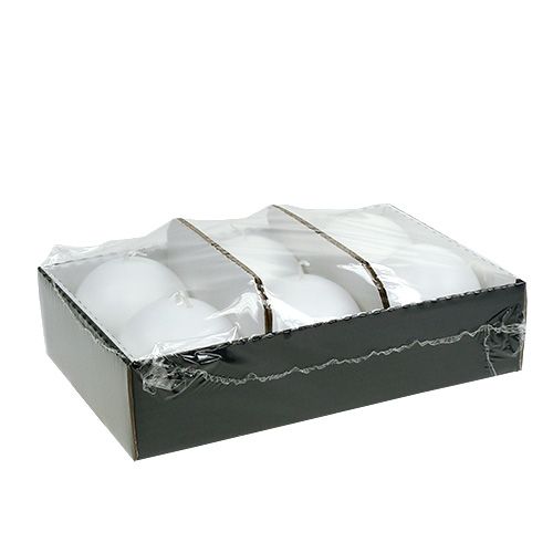 tételeket 6 db-os fehér, 80 mm-es gömbgyertya-készlet - dekoratív viaszgyertyák ünnepségekre és meghitt hangulathoz