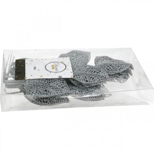 tételeket Műnövények, ágdísz, dekoratív levél ezüst csillám L36cm 10 db