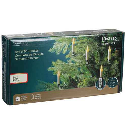tételeket LED fa gyertyák elemes távirányító villogás 10 LED H10cm