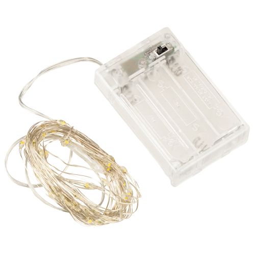 tételeket LED-es fényfüzér, 50 izzó, elemes, 5 m, meleg fehér