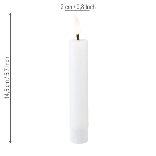 tételeket LED pálcikás gyertya fehér viaszgyertya LED meleg fehér 14,5 cm 2 darab