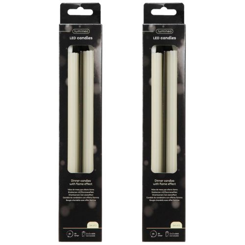 tételeket LED pálcás gyertyák időzítővel barázdált gyertyák krém 24,5cm 4 db