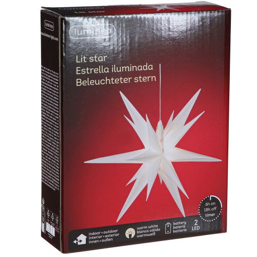 Floristik24 LED csillag 3D fehér időzítő akkumulátor külső Ø30cm H74cm