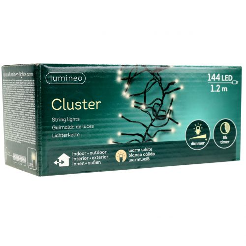 tételeket LED-es lámpalánc 144 fekete, meleg fehér külső 1,2m