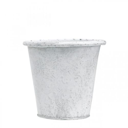 tételeket Díszes cserep, ültető, fém edény fehér Ø15,5cm H14,5cm