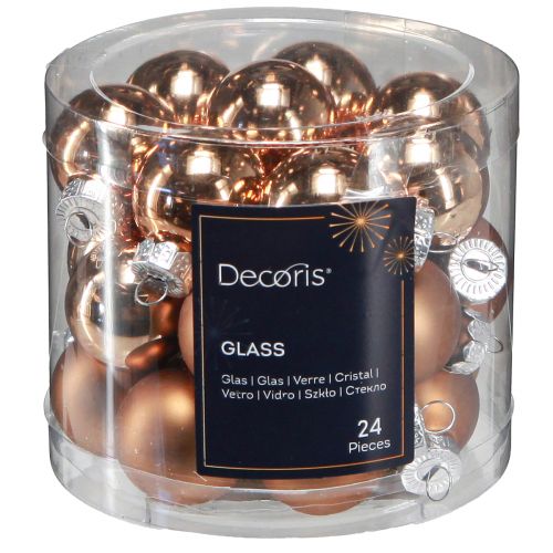 Floristik24 Mini karácsonyfa golyó üveg arany Ø2,5cm 22 db