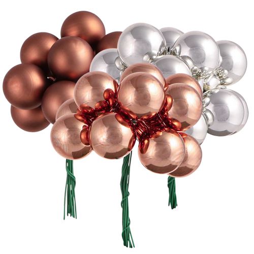 tételeket Mini karácsonyi labdák ezüst kajszibarack drót Ø25mm 140 db