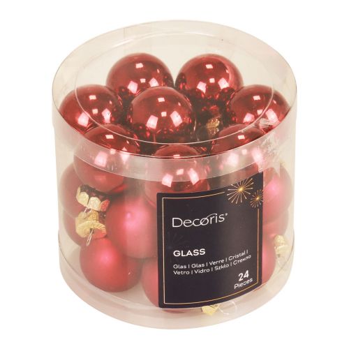 tételeket Mini karácsonyi golyók piros matt/fényes Ø2.5cm 22 db
